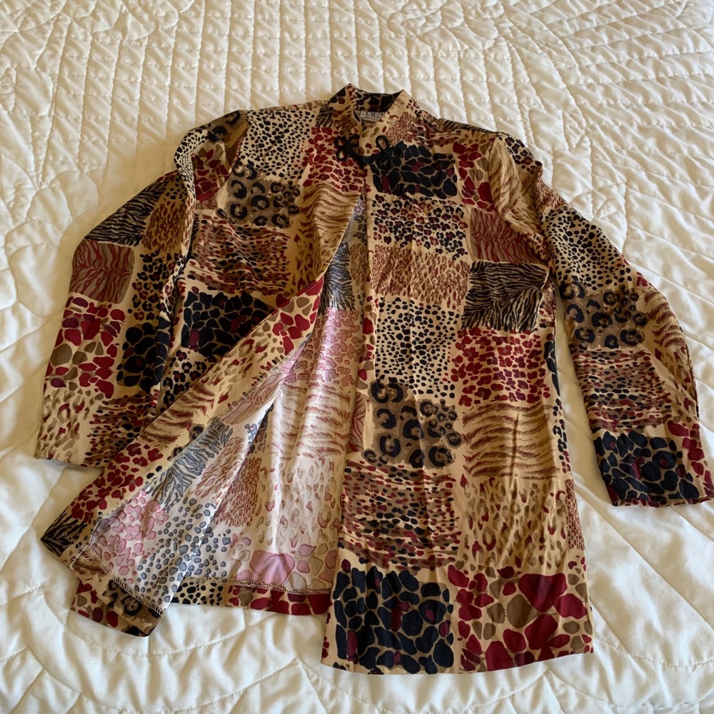 BFA Classics Womens 12 Animal Print Jacket Frog Closure Made USA Safari Vintage - Picture 3 of 8
